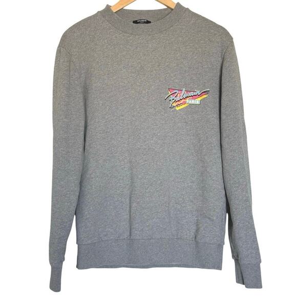 Balmain Paris Logo Printed Sweatshirt | Gray | Size Large - Picture 1 of 6